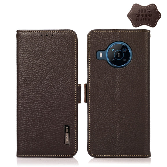 For Nokia X100 KHAZNEH Side-Magnetic Litchi Genuine Leather RFID Phone Case(Brown)