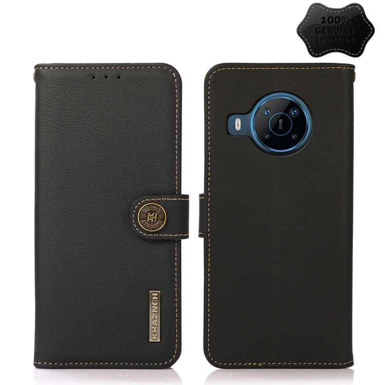 For Nokia X100 KHAZNEH Custer Genuine Leather RFID Phone Case(Black)