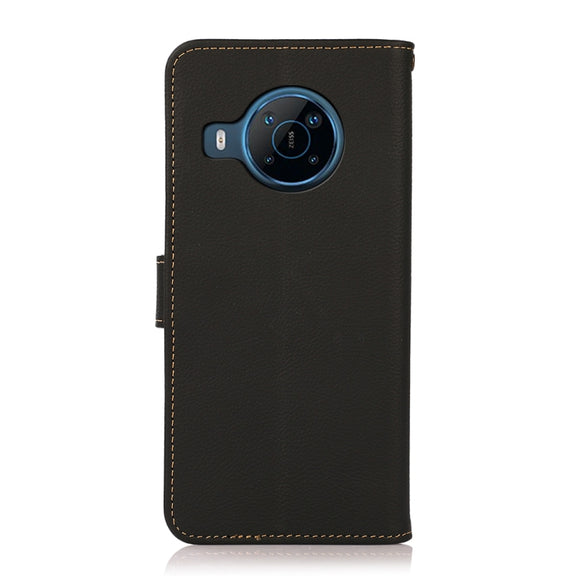 For Nokia X100 KHAZNEH Custer Genuine Leather RFID Phone Case(Black)