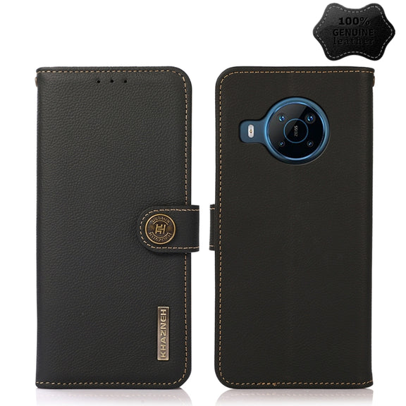 For Nokia X100 KHAZNEH Custer Genuine Leather RFID Phone Case(Black)