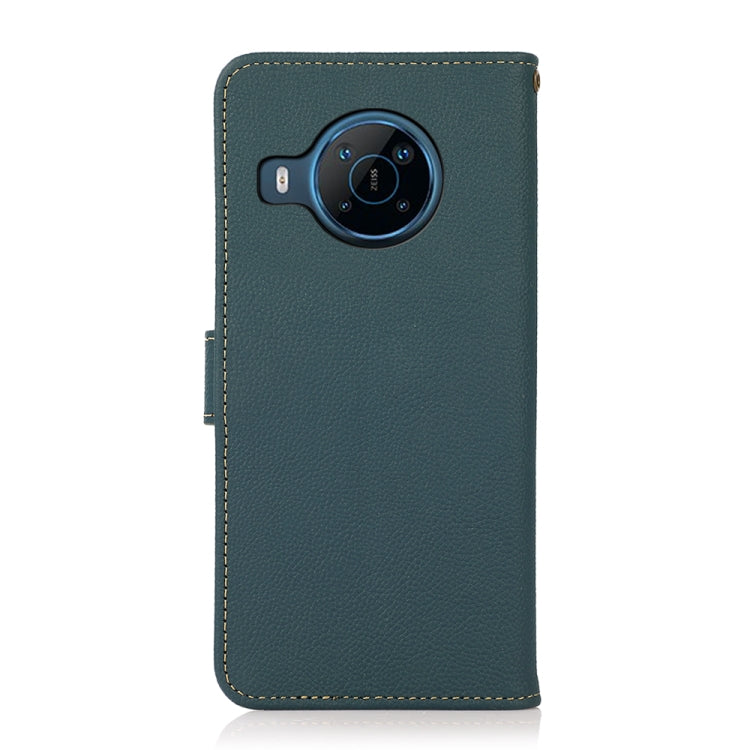 For Nokia X100 KHAZNEH Custer Genuine Leather RFID Phone Case(Green)