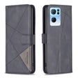 For OPPO Reno7 5G Global BF05 Magnetic Buckle Rhombus Texture Leather Phone Case(Black) - OPPO Cases by PMC TechLife | Online Shopping South Africa | PMC TechLife | Buy Now Pay Later Mobicred