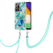 For Samsung Galaxy Note20 Ultra Electroplating Splicing Marble TPU Phone Case with Lanyard(Green)