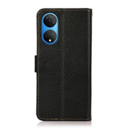 For Honor X7 / Play 30 Plus KHAZNEH Side-Magnetic Litchi Genuine Leather RFID Phone Case(Black)