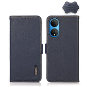 For Honor X7 / Play 30 Plus KHAZNEH Side-Magnetic Litchi Genuine Leather RFID Phone Case(Blue)