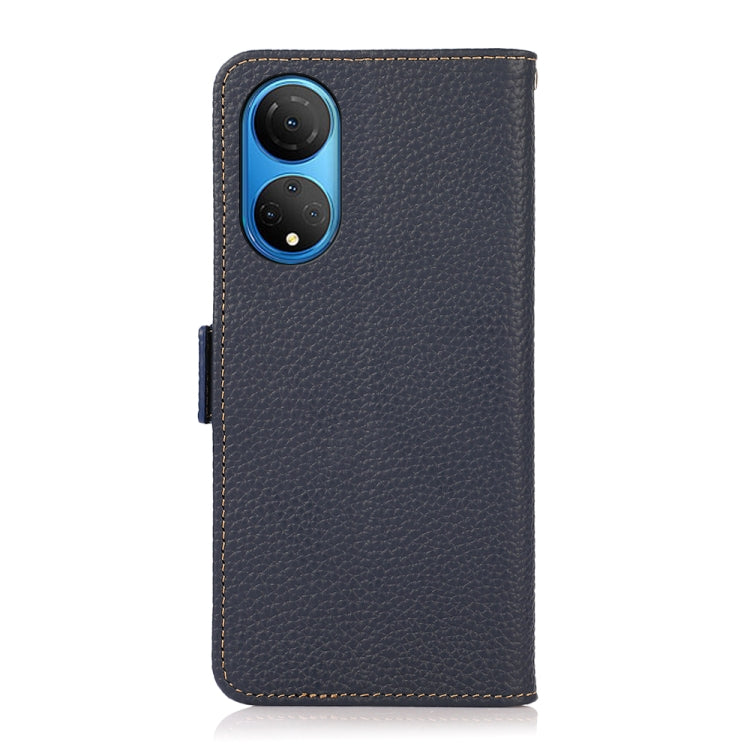 For Honor X7 / Play 30 Plus KHAZNEH Side-Magnetic Litchi Genuine Leather RFID Phone Case(Blue)