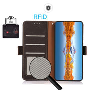 For Honor X7 / Play 30 Plus KHAZNEH Side-Magnetic Litchi Genuine Leather RFID Phone Case(Brown)