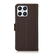 For Honor X30i / Play6T Pro / X8 KHAZNEH Side-Magnetic Litchi Genuine Leather RFID Phone Case(Brown)