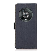 For Honor Magic 4 KHAZNEH Side-Magnetic Litchi Genuine Leather RFID Phone Case(Blue)