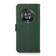 For Honor Magic 4 KHAZNEH Side-Magnetic Litchi Genuine Leather RFID Phone Case(Green)