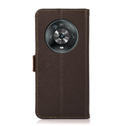 For Honor Magic 4 KHAZNEH Side-Magnetic Litchi Genuine Leather RFID Phone Case(Brown)