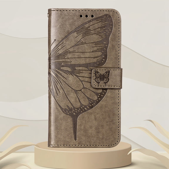 For OPPO Reno7 5G Global/Find X5 Lite Embossed Butterfly Leather Phone Case(Grey)