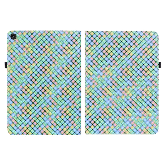 For Lenovo Tab M10 Plus 10.6 3rd Gen. Color Weave Leather Tablet Case with Holder(Rainbow)