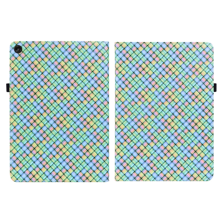 For Lenovo Tab M10 Plus 10.6 3rd Gen. Color Weave Leather Tablet Case with Holder(Rainbow)