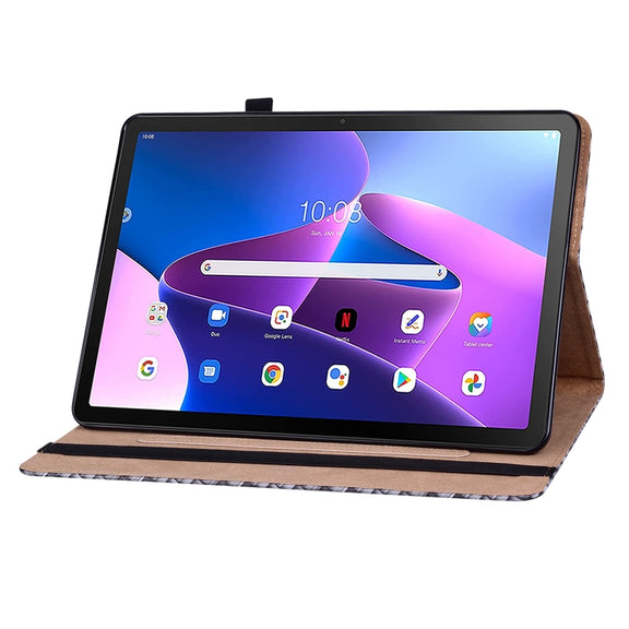 For Lenovo Tab M10 Plus 10.6 3rd Gen. Color Weave Leather Tablet Case with Holder(Black)