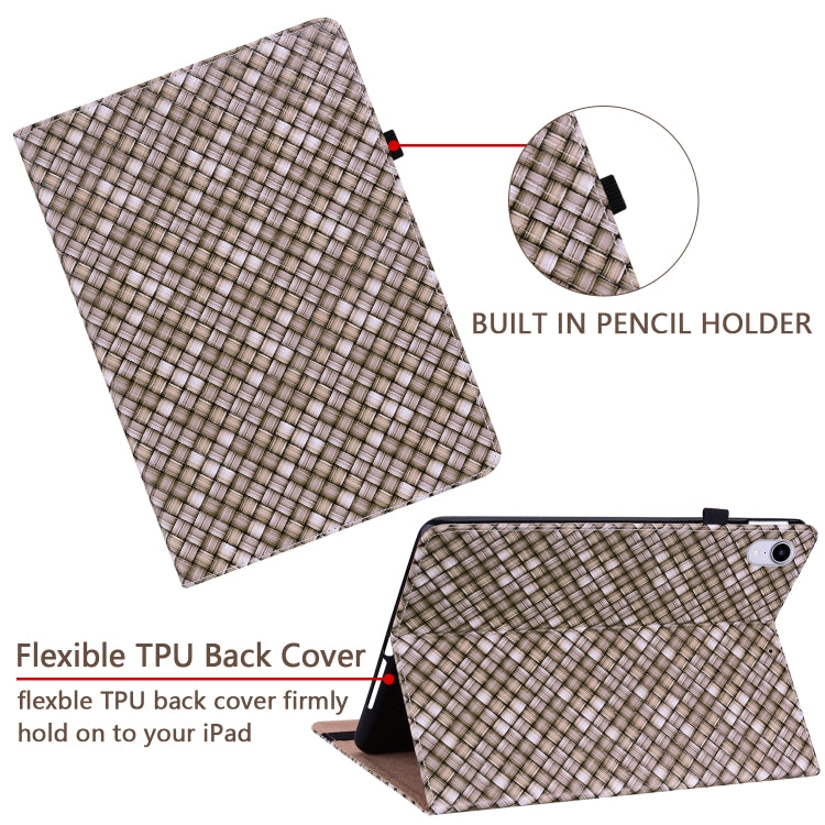 For Lenovo Tab M10 Plus 10.6 3rd Gen. Color Weave Leather Tablet Case with Holder(Brown)