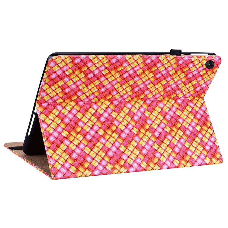 For Lenovo Tab M10 Plus 10.6 3rd Gen. Color Weave Leather Tablet Case with Holder(Rose Red)