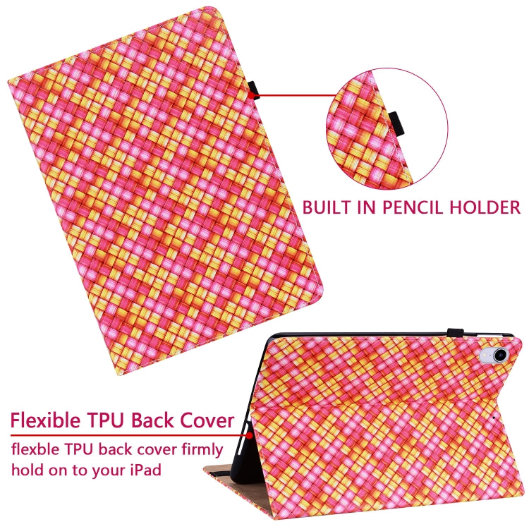 For Lenovo Tab M10 Plus 10.6 3rd Gen. Color Weave Leather Tablet Case with Holder(Rose Red)