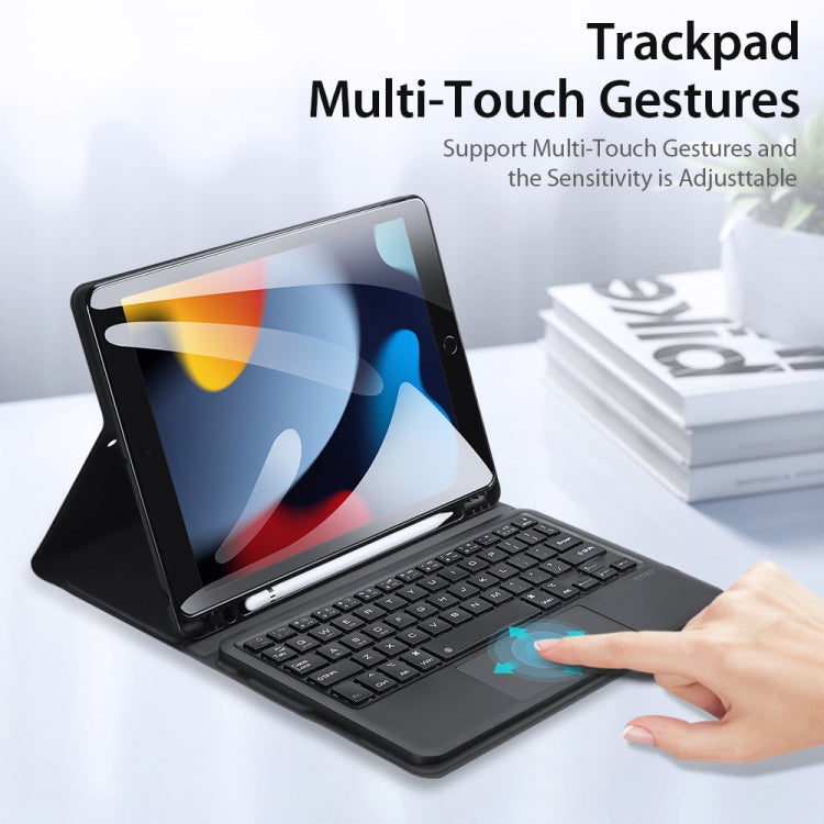 DUX DUCIS Bluetooth Keyboard Leather Case with Touchpad & Smart Sleep Function For iPad 10.2 2021 / 2020 / 2019(Black)
