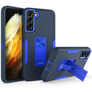 For Samsung Galaxy S22 5G Magnetic Holder Phone Case(Sapphire Blue + Dark Blue)
