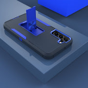 For Samsung Galaxy S22 5G Magnetic Holder Phone Case(Sapphire Blue + Dark Blue)