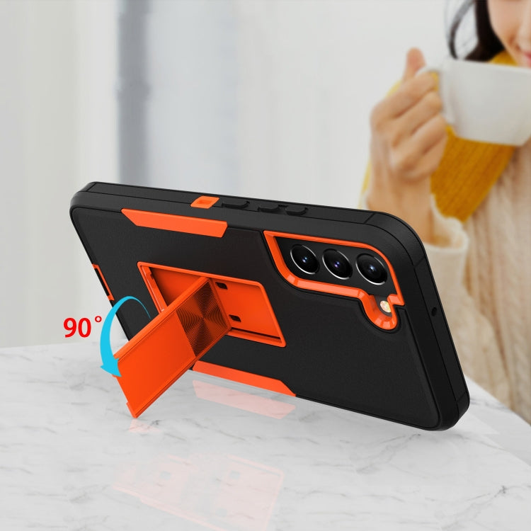 For Samsung Galaxy S22 5G Magnetic Holder Phone Case(Sapphire Blue + Dark Blue)
