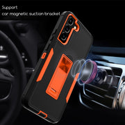 For Samsung Galaxy S22 5G Magnetic Holder Phone Case(Sapphire Blue + Dark Blue)