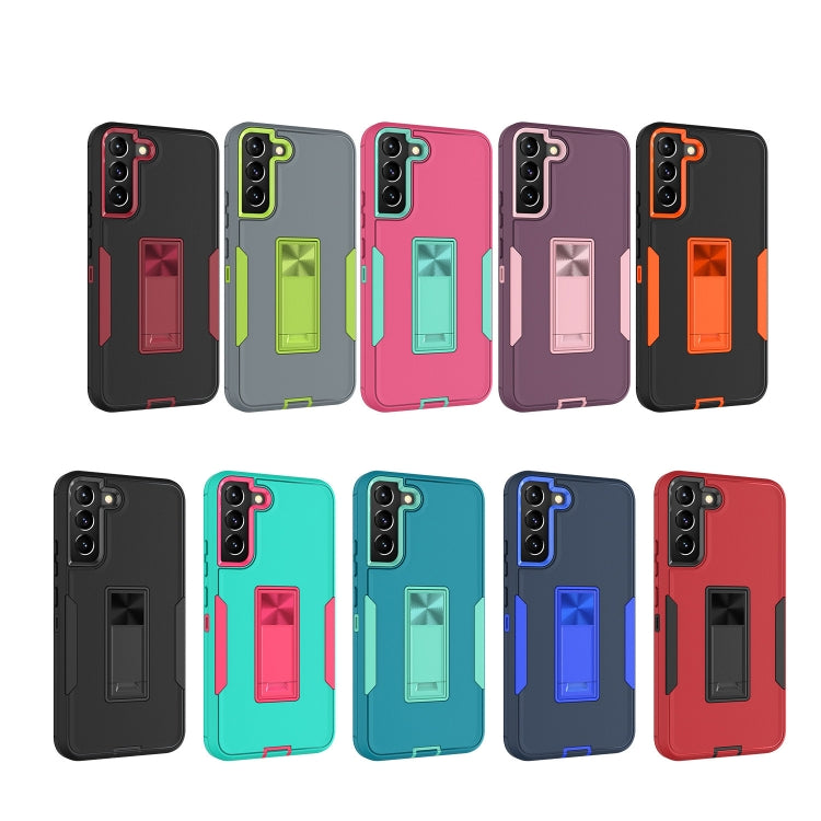 For Samsung Galaxy S22 5G Magnetic Holder Phone Case(Sapphire Blue + Dark Blue)