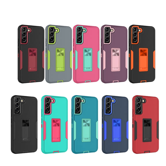 For Samsung Galaxy S22 5G Magnetic Holder Phone Case(Sapphire Blue + Dark Blue)