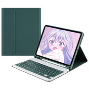 Square Cap Bluetooth Keyboard Leather Case with Pen Slot for Samsung Galaxy Tab S6 Lite(Dark Green)