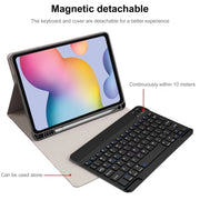 Square Cap Bluetooth Keyboard Leather Case with Pen Slot for Samsung Galaxy Tab S6 Lite(Black)