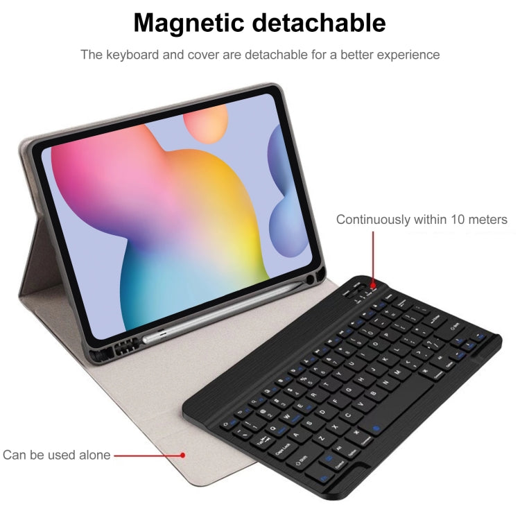 Square Cap Bluetooth Keyboard Leather Case with Pen Slot for Samsung Galaxy Tab S6 Lite(Black)