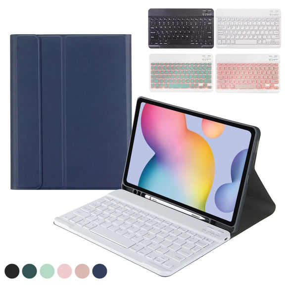 Square Cap Bluetooth Keyboard Leather Case with Pen Slot for Samsung Galaxy Tab S6 Lite(Black)