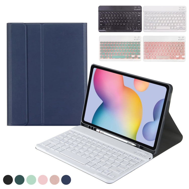Square Cap Bluetooth Keyboard Leather Case with Pen Slot for Samsung Galaxy Tab S6 Lite(Black)
