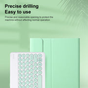 Round Cap Bluetooth Keyboard Leather Case with Pen Slot for Samsung Galaxy Tab S6 Lite, Specification:without Touchpad(Black+White Keyboard)
