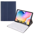 Round Cap Bluetooth Keyboard Leather Case with Pen Slot for Samsung Galaxy Tab S6 Lite, Specification:without Touchpad(Dark Blue+White Keyboard) - Samsung Keyboard by PMC TechLife | Online Shopping South Africa | PMC TechLife