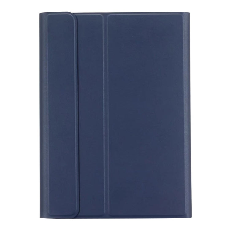 Round Cap Bluetooth Keyboard Leather Case with Pen Slot for Samsung Galaxy Tab S6 Lite, Specification:without Touchpad(Dark Blue+White Keyboard)