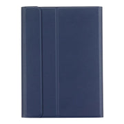 Round Cap Bluetooth Keyboard Leather Case with Pen Slot for Samsung Galaxy Tab S6 Lite, Specification:without Touchpad(Dark Blue+White Keyboard)