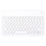 Round Cap Bluetooth Keyboard Leather Case with Pen Slot for Samsung Galaxy Tab S6 Lite, Specification:without Touchpad(Gold+White Keyboard)