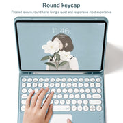 Round Cap Bluetooth Keyboard Leather Case with Pen Slot & Touchpad for Samsung Galaxy Tab S6 Lite(Pink+Pink Keyboard)