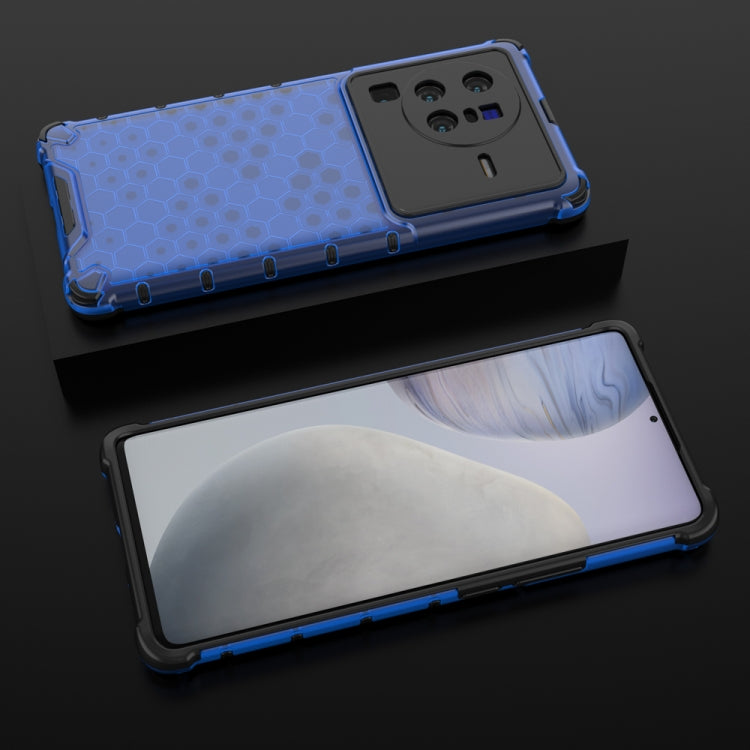 For vivo X80 Pro 5G China Shockproof Honeycomb PC + TPU Protective Case(Blue)