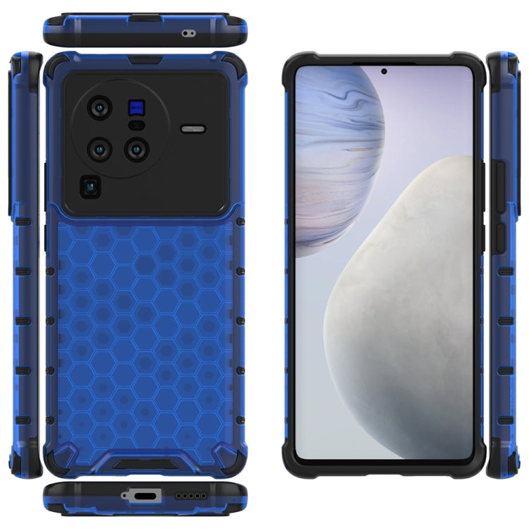 For vivo X80 Pro 5G China Shockproof Honeycomb PC + TPU Protective Case(Blue)