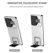 For Samsung Galaxy Note20 Ultra Stereoscopic Holder Sliding Camshield Phone Case(White)
