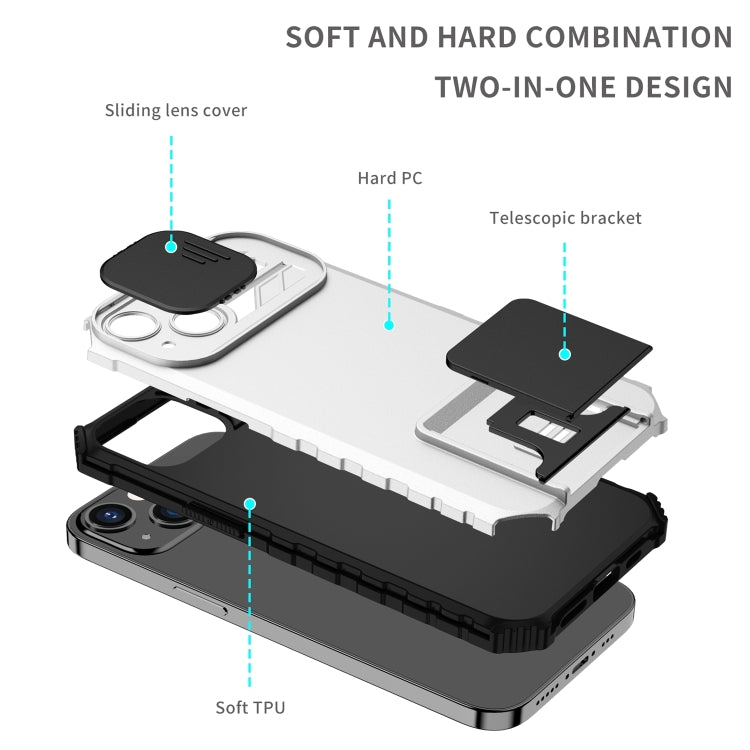 For Samsung Galaxy Note20 Ultra Stereoscopic Holder Sliding Camshield Phone Case(White)