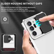 For Samsung Galaxy Note20 Ultra Stereoscopic Holder Sliding Camshield Phone Case(White)