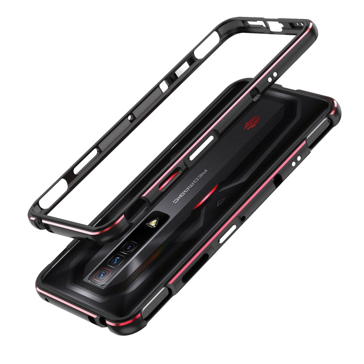 For ZTE nubia Red Magic 7 Aurora Series Metal Frame Phone Case(Black Red)