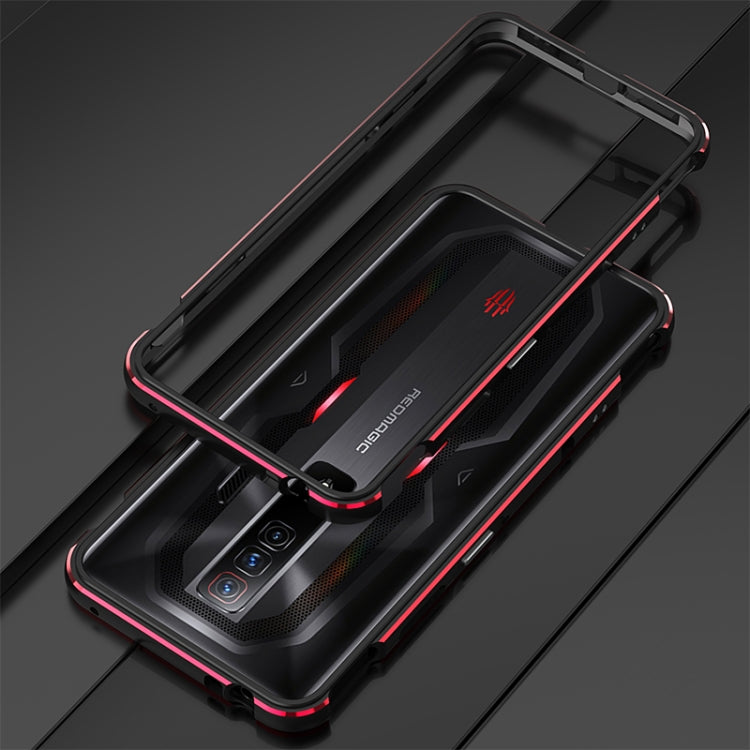 For ZTE nubia Red Magic 7 Aurora Series Metal Frame Phone Case(Black Red)