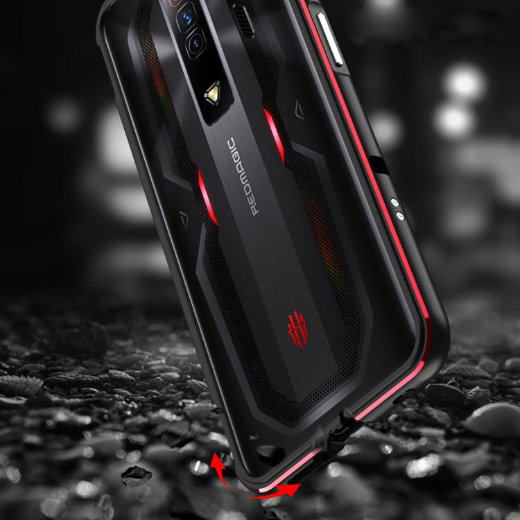 For ZTE nubia Red Magic 7 Aurora Series Metal Frame Phone Case(Black Silver)