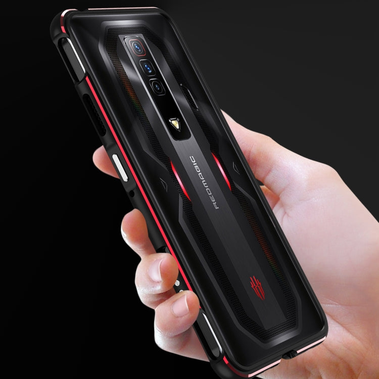 For ZTE nubia Red Magic 7 Aurora Series Metal Frame Phone Case(Black Silver)