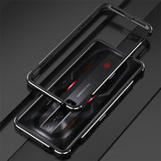 For ZTE nubia Red Magic 7 Pro Aurora Series Metal Frame Phone Case(Black Silver)